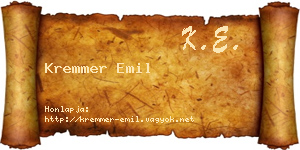 Kremmer Emil névjegykártya
